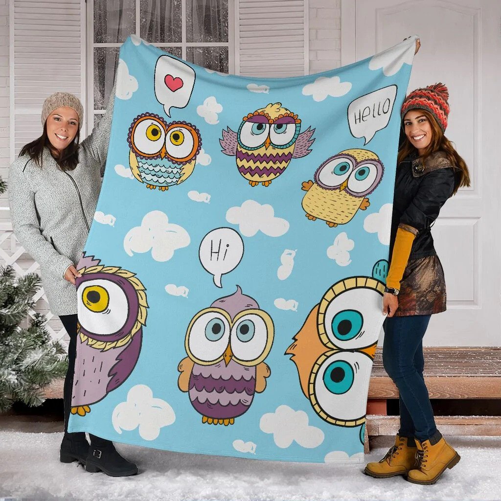 Sunflowers Just A Girl who loves Owl Fleece Blanket, Owl Sherpa Blanket