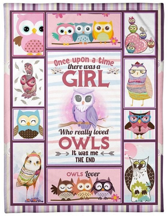 Sunflowers Just A Girl who loves Owl Fleece Blanket, Owl Sherpa Blanket