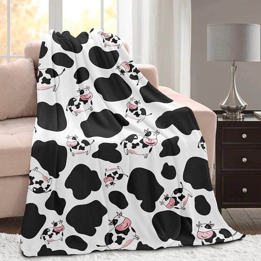 Cow Pattern Blanket for Cow Lovers, Cow Fleece Blanket for Boy and Girl