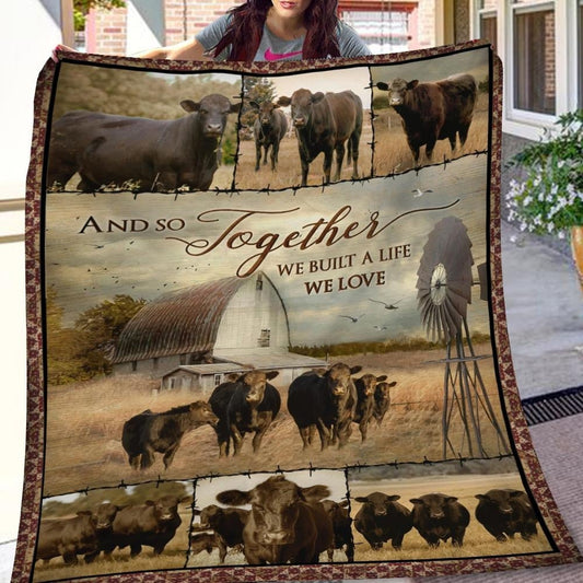 Black Angus Fleece Blanket for Husband, Together We Built A Life We Love Sherpa Blanket