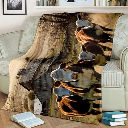 Hereford Cattles Farmhouse Fleece Blanket for Cow Lovers, Hereford Cattles Sherpa Blanket