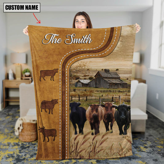 Dilypod Personalized Dexter Cattle In Field Farmhouse Blanket