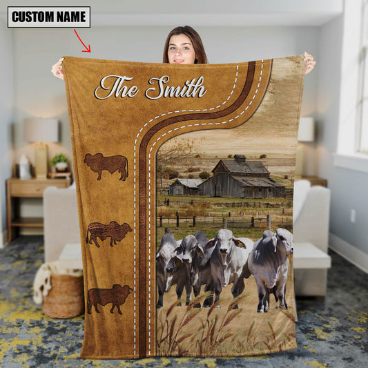 Dilypod Personalized Brahman Cattle In Field Farmhouse Blanket