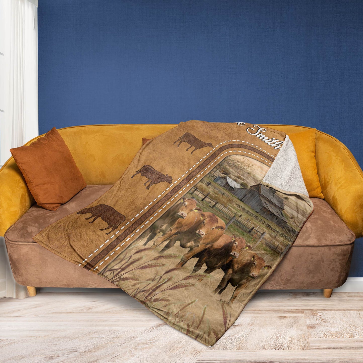 Dilypod Personalized Limousin Cattle In Field Farmhouse Blanket