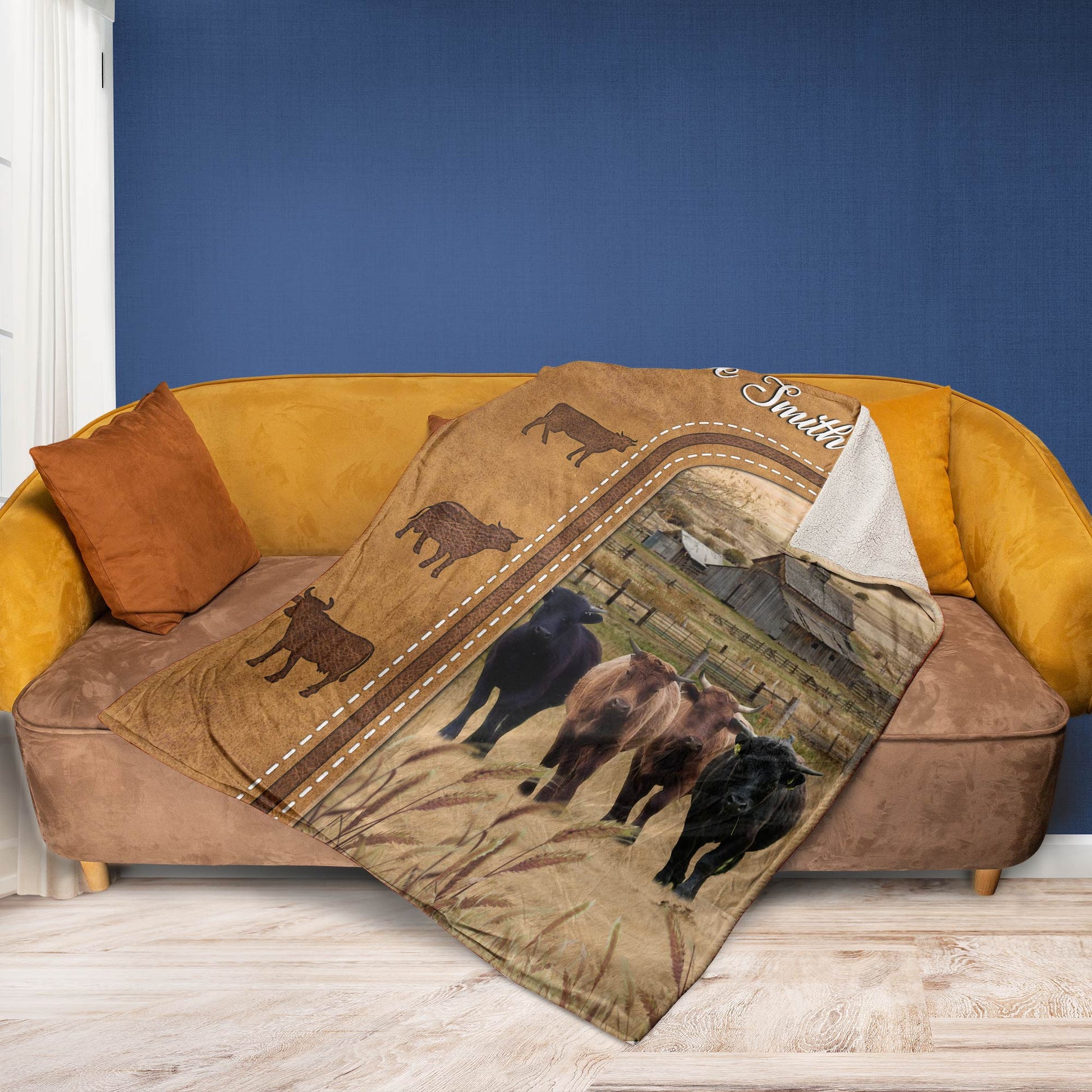 Dilypod Personalized Dexter Cattle In Field Farmhouse Blanket