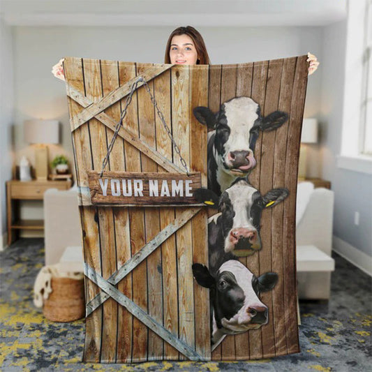 Dilypod Customized Holstein Barn Farmhouse Blanket for Bedroom