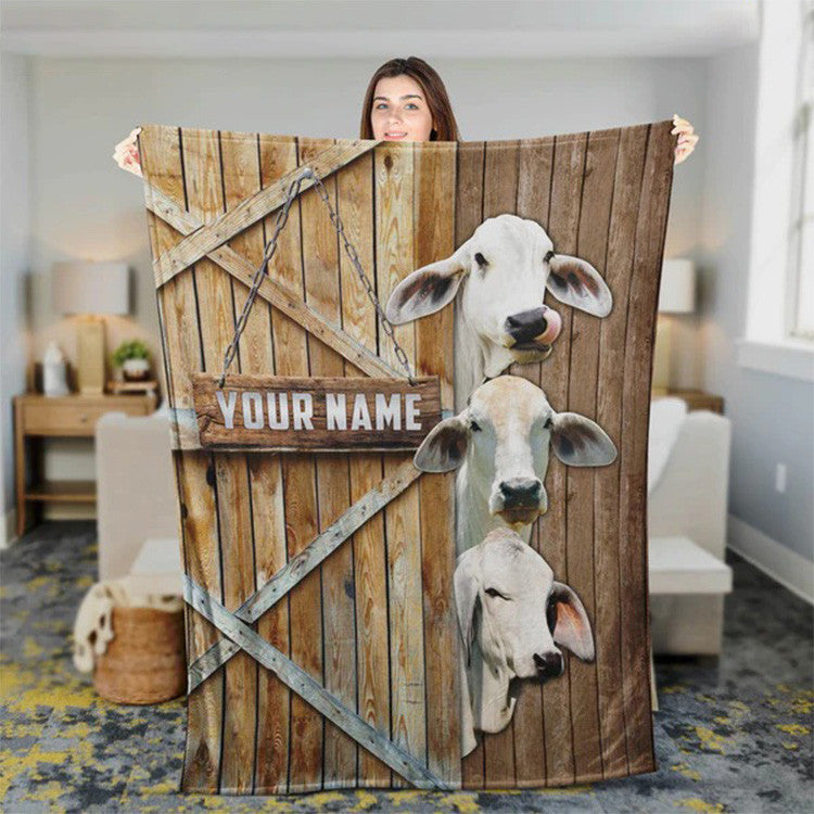 Dilypod Customized Brahman Blanket for Farmhouse Bedroom, Brahman Barn Fleece Blanket