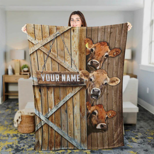 Dilypod Personalized Jersey Farmhouse Blanket for Jersey Lovers