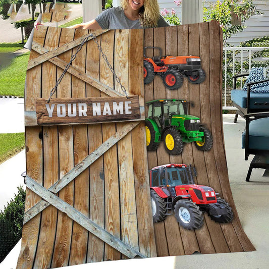 Dilypod Personalized Tractor Barn Farmhouse Blanket for Bedroom, Gift for Farmers