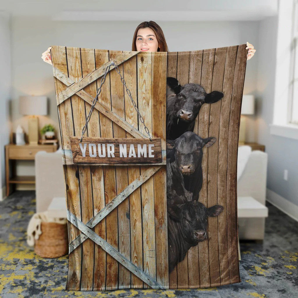 Dilypod Personalized Sim Angus Barn Vintage Farmhouse Blanket for Bedroom