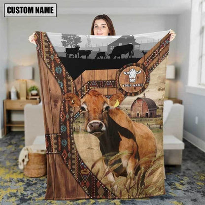 Dilypod Personalized Jersey Farmhouse Blanket for Jersey Lovers