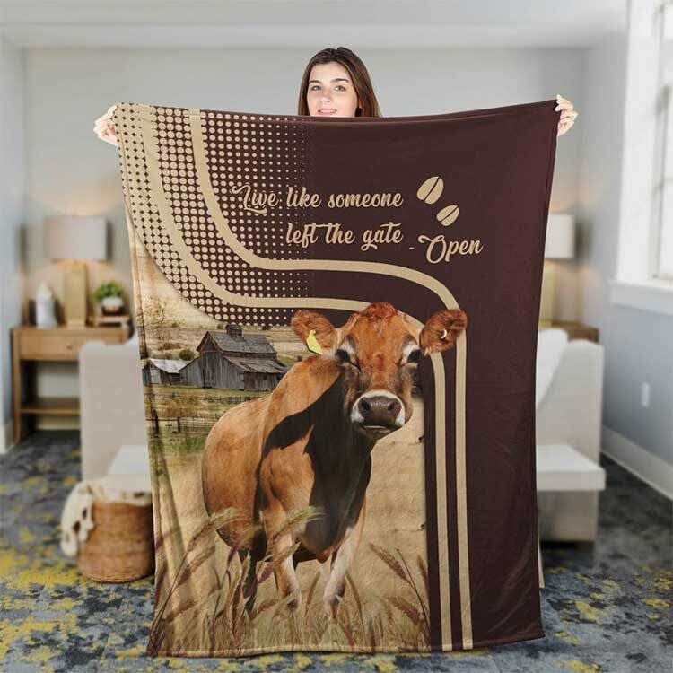 Dilypod Personalized Jersey Farmhouse Blanket for Jersey Lovers