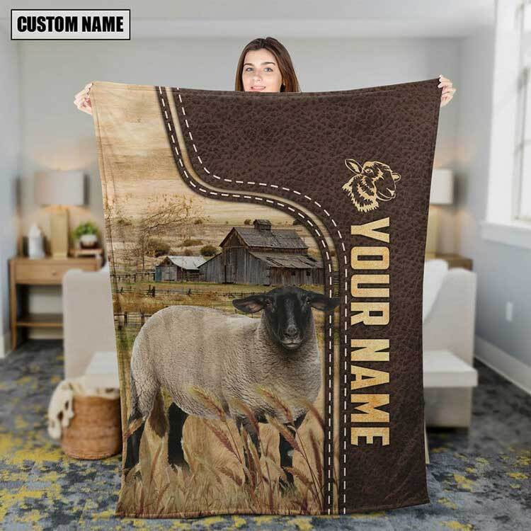 Dilypod Personalized Sheep Cattle In Field Farmhouse Blanket