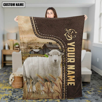 Dilypod Personalized Sheep Cattle In Field Farmhouse Blanket