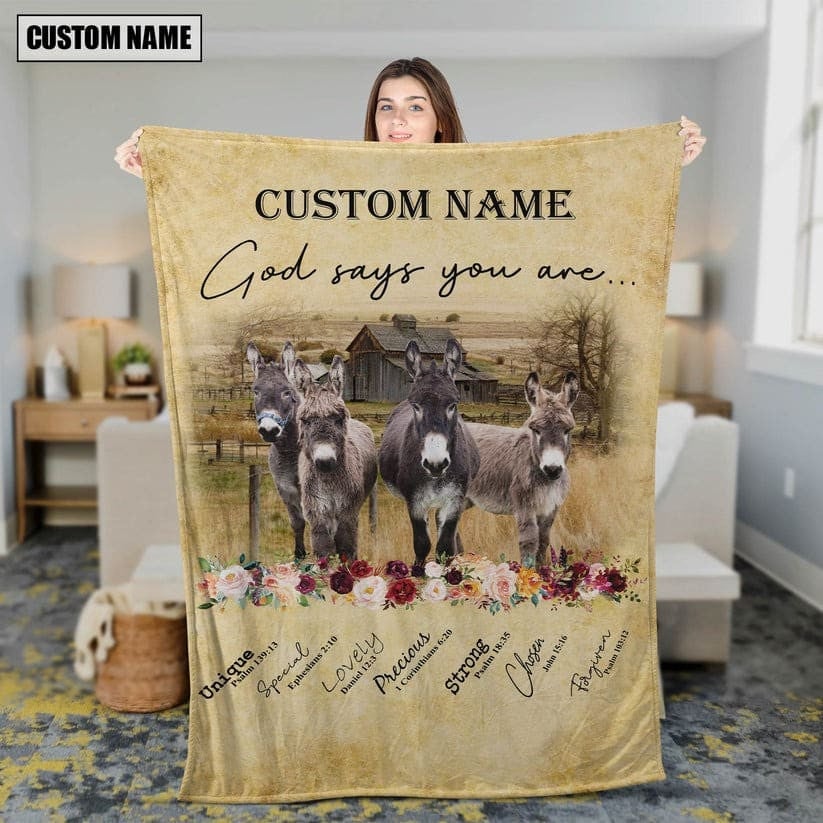 Dilypod Personalized Donkey Barn Vintage Farmhouse Blanket for Bedroom