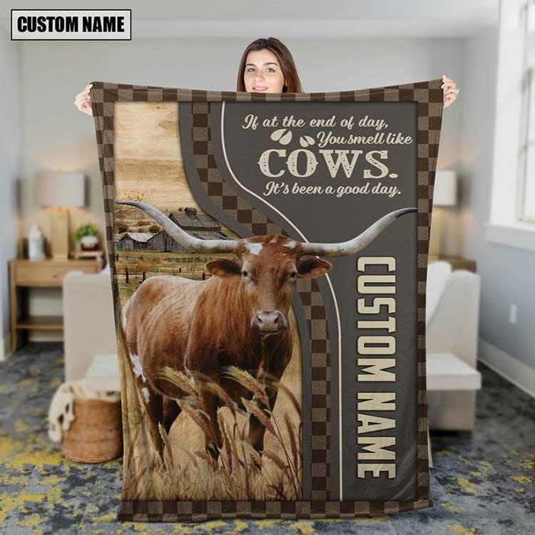 Dilypod Customized Texas Longhorn Farmhouse Blanket for Texas Longhorn Lovers