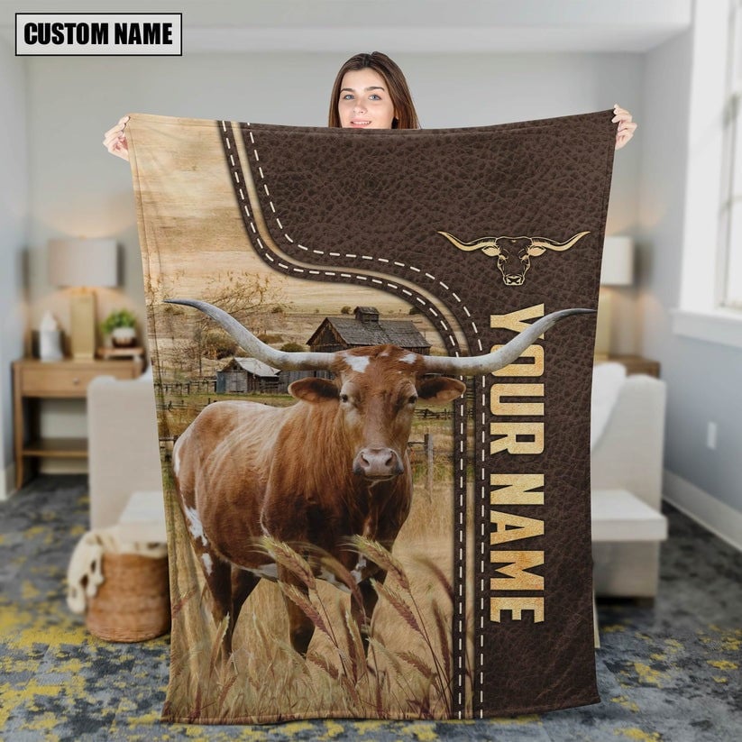 Dilypod Texas Longhorn Custom Name Blanket Collection