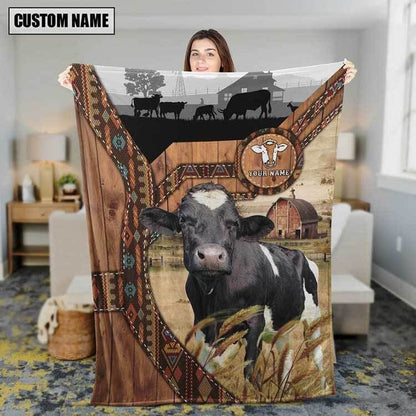 Dilypod Customized Holstein Barn Farmhouse Blanket for Bedroom