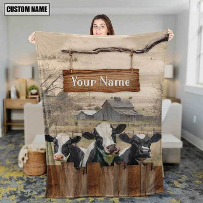 Dilypod Customized Holstein Barn Farmhouse Blanket for Bedroom