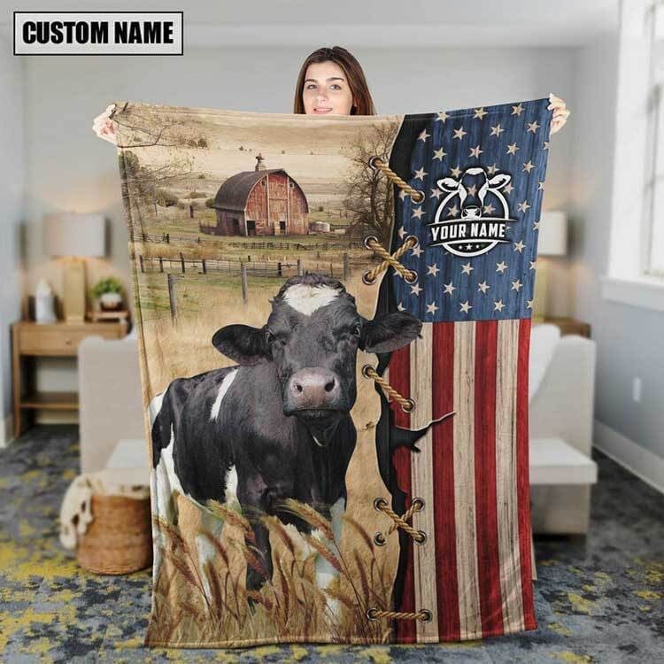 Dilypod Customized Holstein Barn Farmhouse Blanket for Bedroom