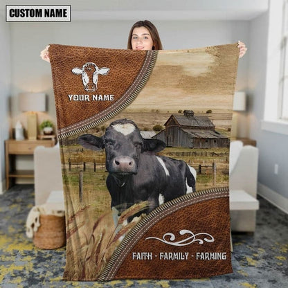 Dilypod Customized Holstein Barn Farmhouse Blanket for Bedroom