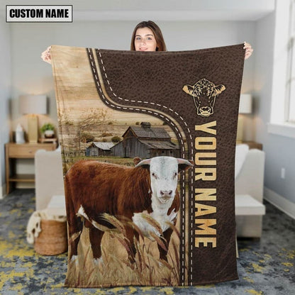 Dilypod Hereford Custom Name Blanket Collection, Hereford Farmhouse Throw Blanket for Farmers