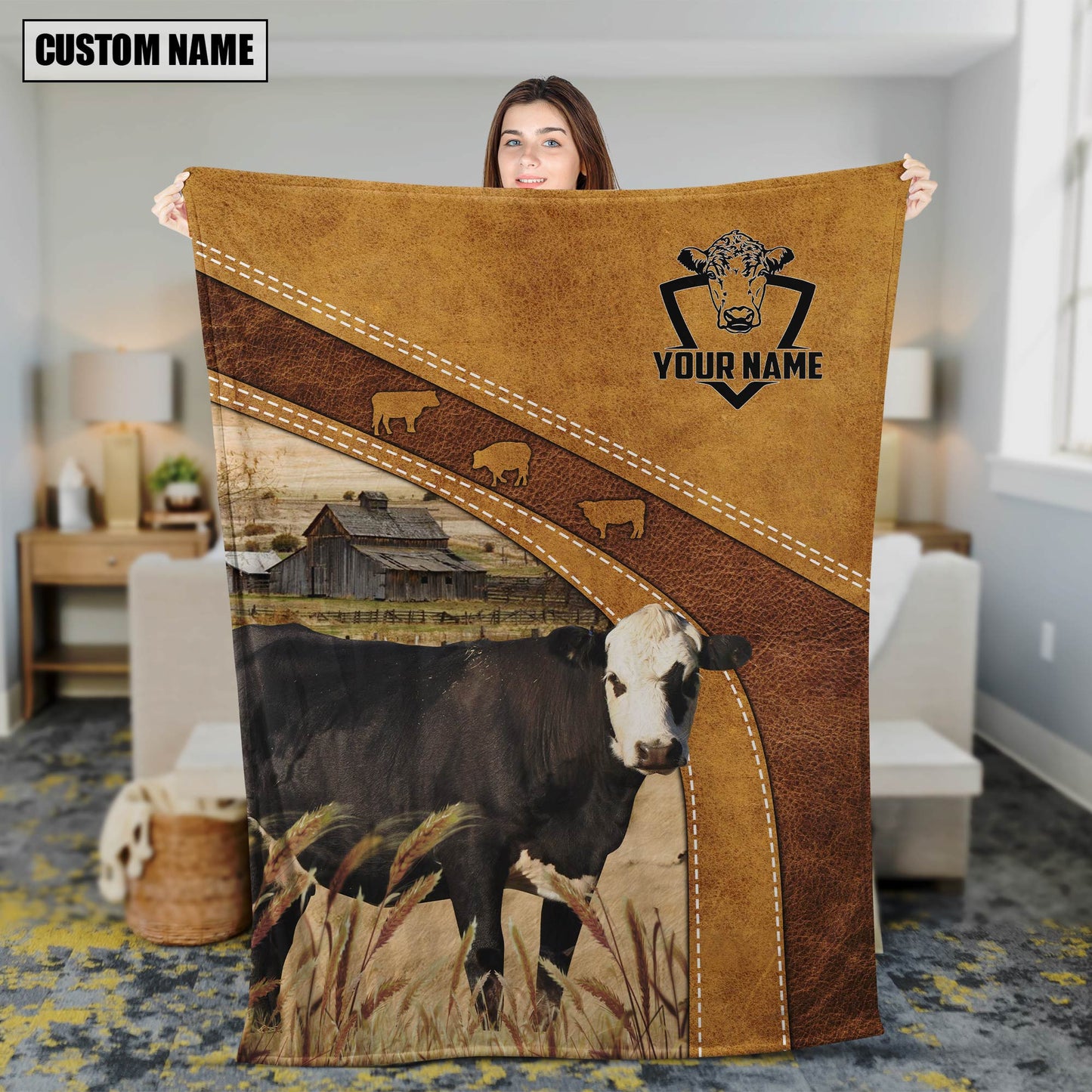 Dilypod Hereford Custom Name Blanket Collection, Hereford Farmhouse Throw Blanket for Farmers