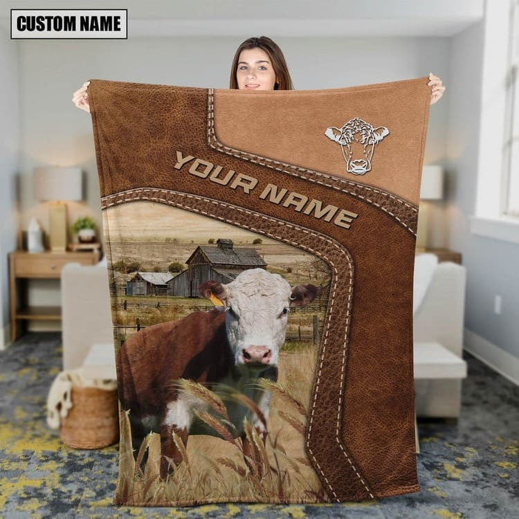 Dilypod Hereford Custom Name Blanket Collection, Hereford Farmhouse Throw Blanket for Farmers