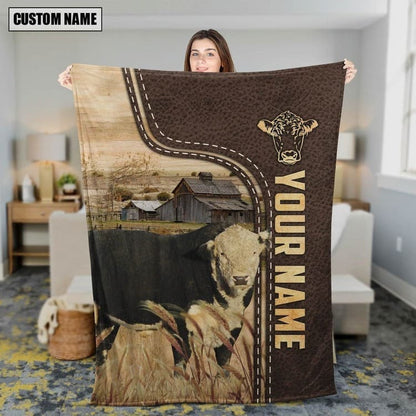 Dilypod Hereford Custom Name Blanket Collection, Hereford Farmhouse Throw Blanket for Farmers