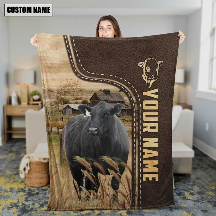 Dilypod Personalized Simmental Barn Vintage Farmhouse Blanket for Bedroom, Gift for Simmental Lovers