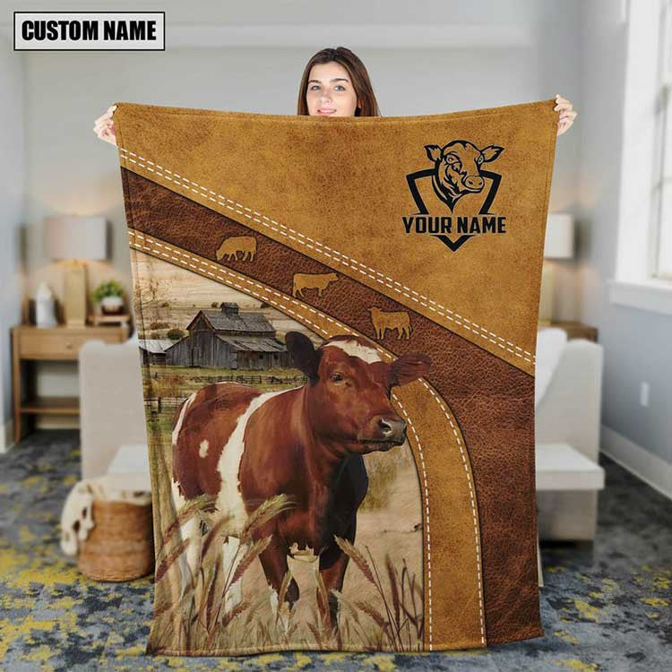 Personalized Dilypod Ayrshires Farmhouse Blanket for Farmers, Ayrshires Throw Blanket