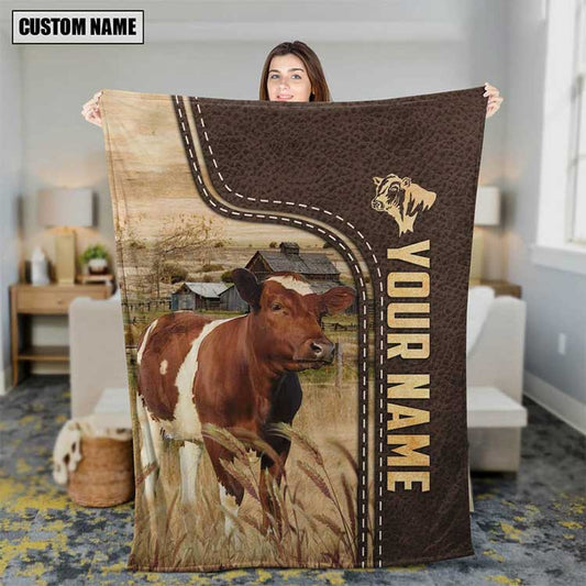 Personalized Dilypod Ayrshires Farmhouse Blanket for Farmers, Ayrshires Throw Blanket