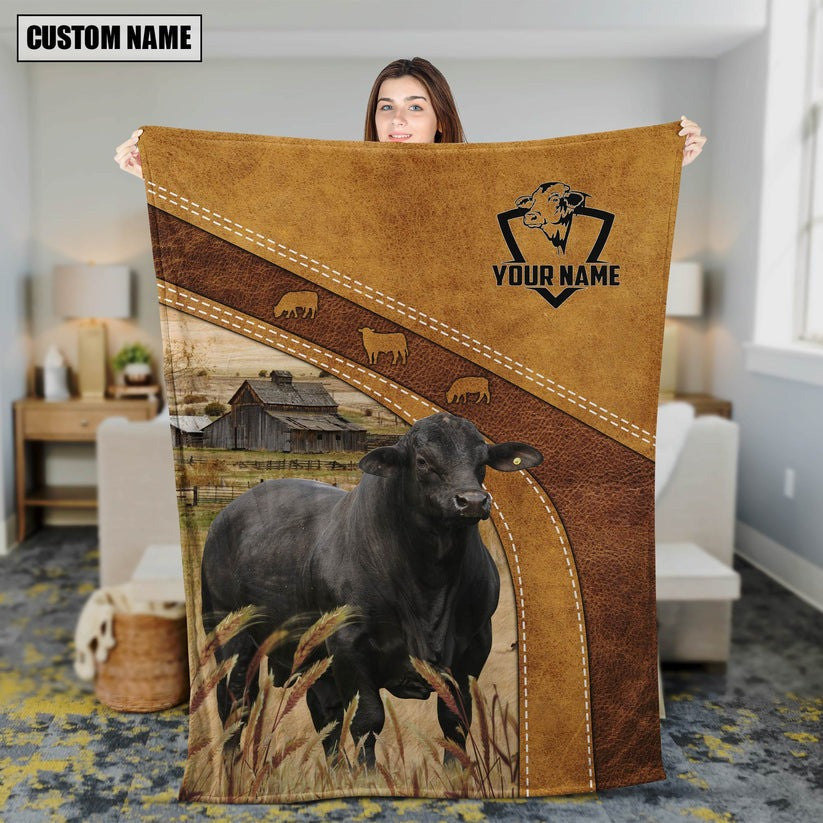 Personalized Brangus On the Farmhouse Blanket, Brangus Throw Blanket for Husband and Wife