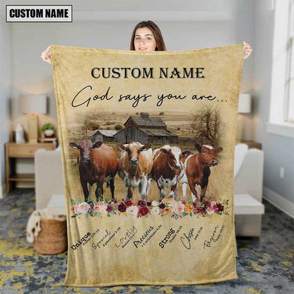 Customized Ayrshires Leather Pattern Blanket for Men, Women, Cow Fleece Blanket for Dad, Farmers