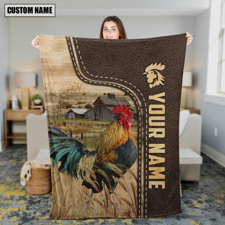 Dilypod Personalized Chicken Barn Farmhouse Blanket for Bedroom, Gift for Chicken Lovers