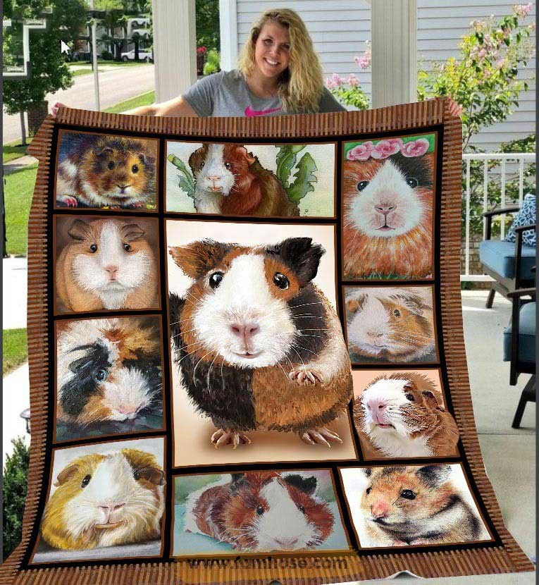 Funny Guinea Pig Face Vintage Throw Blanket for Guinea Pig Lovers Fleece Sherpa Blanket