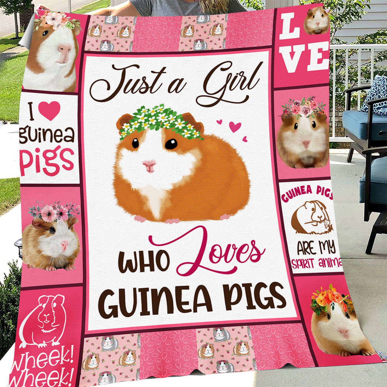 Funny Guinea Pig Face Vintage Throw Blanket for Guinea Pig Lovers Fleece Sherpa Blanket