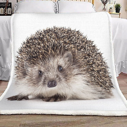 Funny Cute Hedgehog Sherpa Blanket for Daughter, Son who loves Hedgehog Throw Blanket