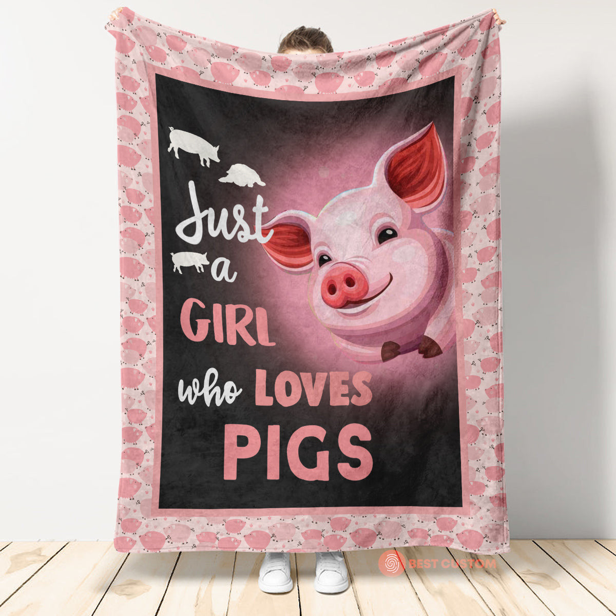 Just A Girl Who Love Pigs Fleece and Sherpa Blanket, Pigs in a Blanket for Girl