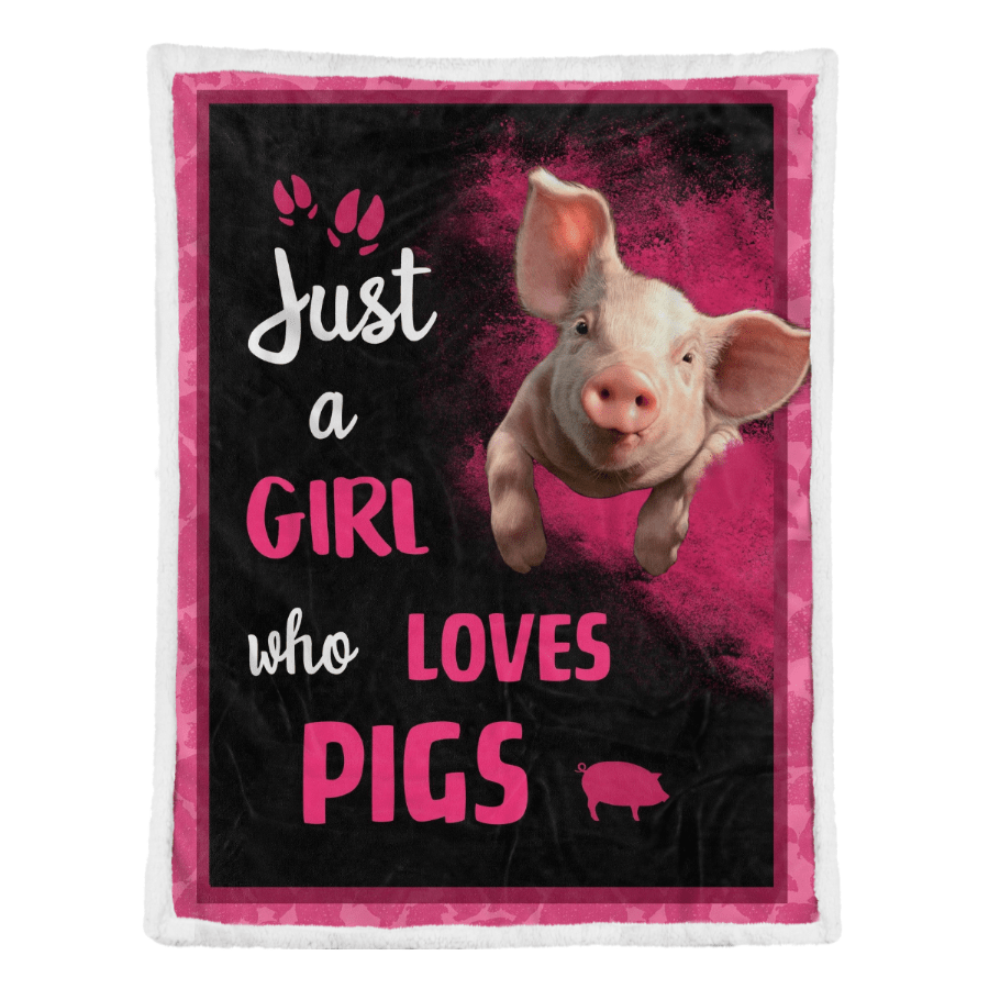 Just A Girl Who Love Pigs Fleece and Sherpa Blanket, Pigs in a Blanket for Girl