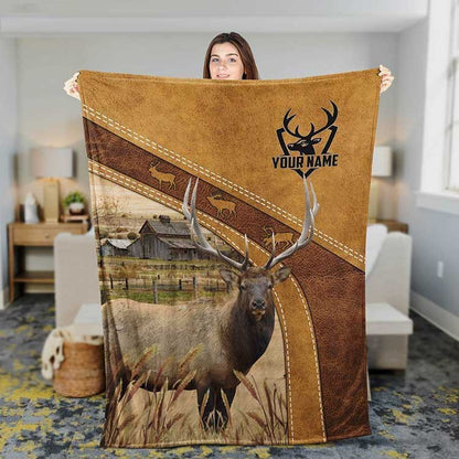 Personalized Rocky Mountain Bull Elk Fleece, Sherpa Blanket